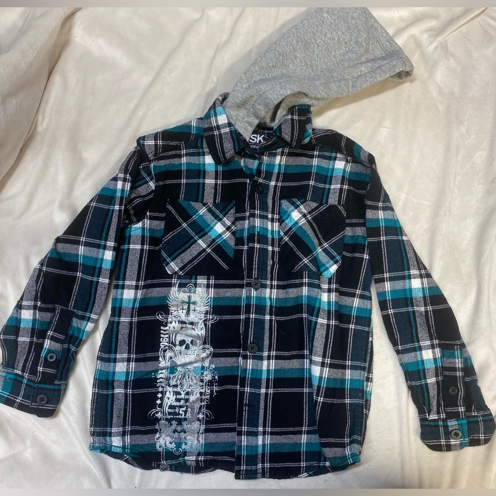 Boys hooded plaid flannel